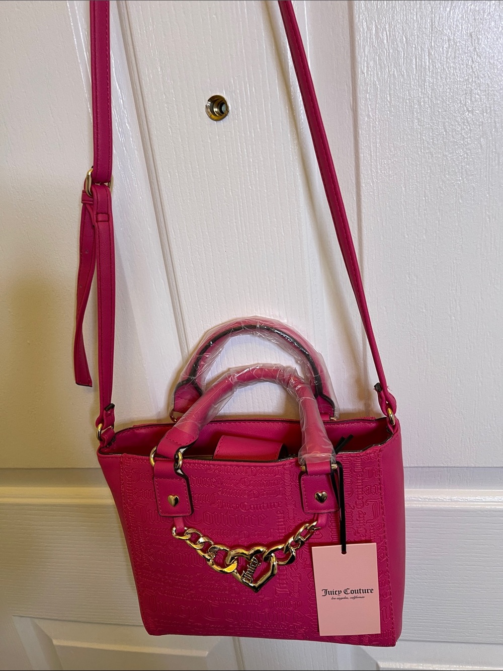 Juicy Couture  NEW Hot Pink Satchel with Gold Chain Accent